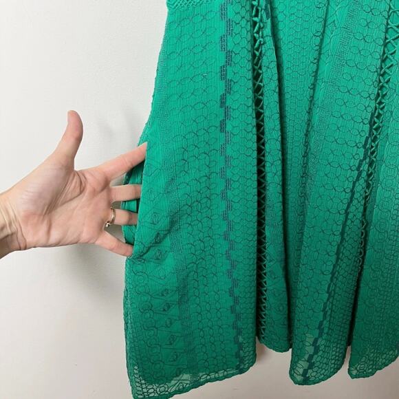 Free People Women Wherever You Go Mini Dress 0 Green Sleeveless Cut Outs Lace - Picture 5 of 13
